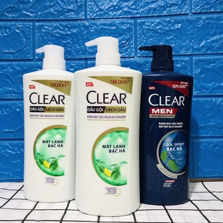 Dầu gội sạch gàu Clear mát lạnh bạc hà chai (880-900g)