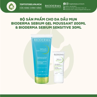 Bộ sản phẩm cho da dầu mụn Bioderma Sebium Gel Moussant 200ML & Bioderma Sebium Sensitive [NHẬP KHẨU CHÍNH HÃNG 100%]