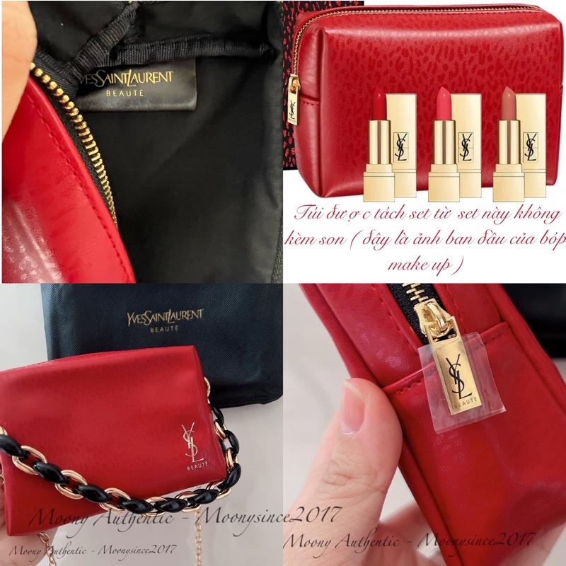 Bóp mỹ phẩm YSL gift đỏ Red pouch siêu xinh