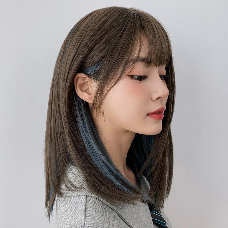 Mới Bộ Tóc Giả Dài Thẳng Nhuộm Màu gradient Tự Nhiên Có Móc Tai Dễ Thương