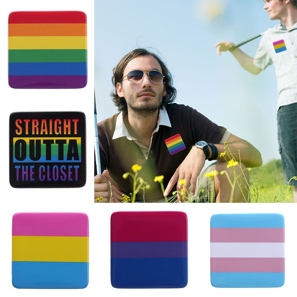 Huy hiệu cài áo hình vuông in họa tiết cờ biểu tượng LGBT thời trang cho nam và nữ