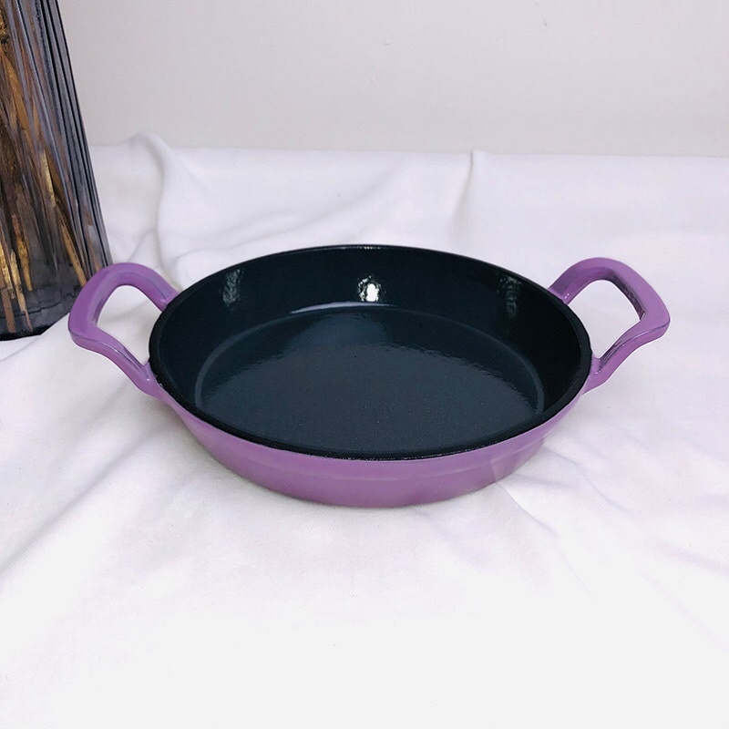Chảo gang tráng men 20cm chống dính tốt - Sử dụng bếp từ, bếp gas đa năng