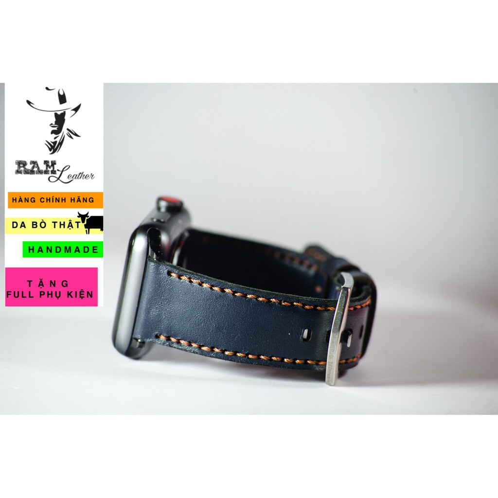 Dây đồng hồ Apple Watch , Iwatch , Iphone Watch Da Dê Xanh Navy RAM Leather Classic 1993  Bền Đẹp