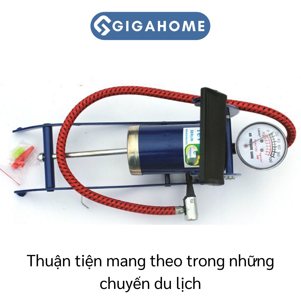 Bơm Xe Máy, Xe Đạp Đạp Chân GIGAGOME 1 Ống XiLanh Nhanh Đầy Hơi 3089