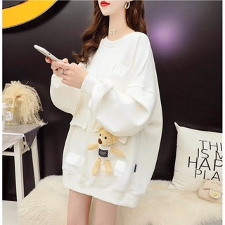áo nỉ thụng túi gấu bông nổi