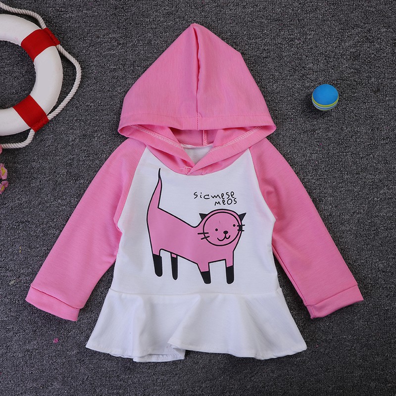Đầm hoodie dài tay dễ thương cho bé gái