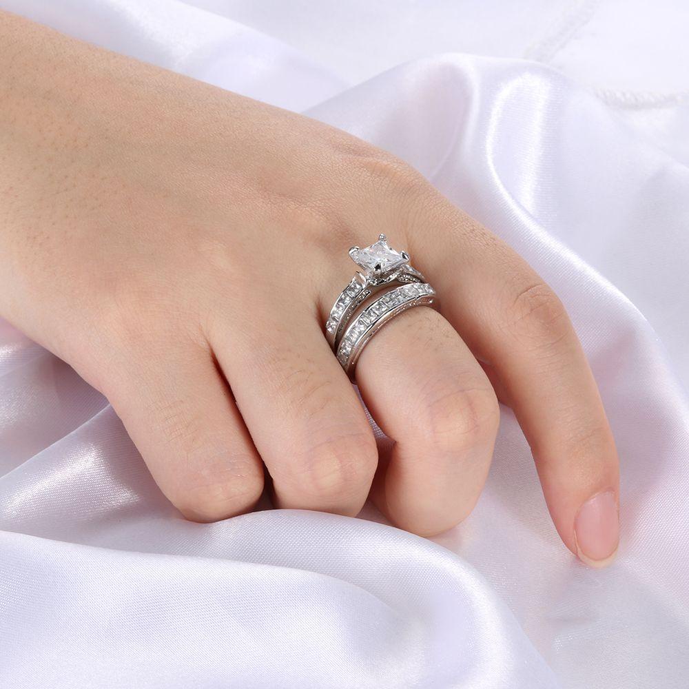 Bộ Nhẫn 2 Trong 1 KENT1 Mới|Trang Sức Đám Cưới Làm Quà Tặng Kỷ Niệm