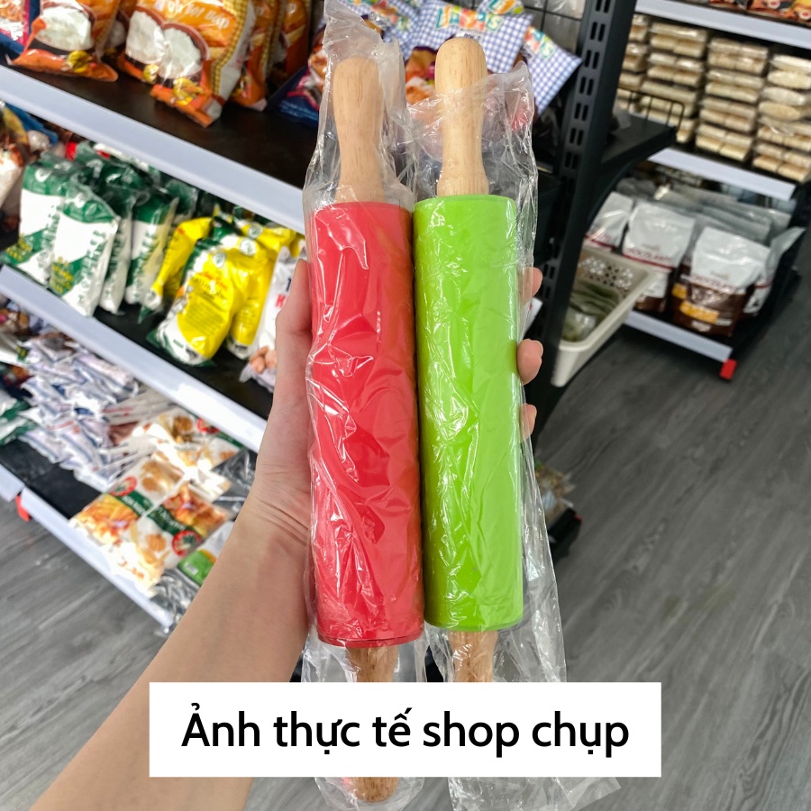 Cây cán bột/ lăn bột silicon có trục xoay - Dài 30cm