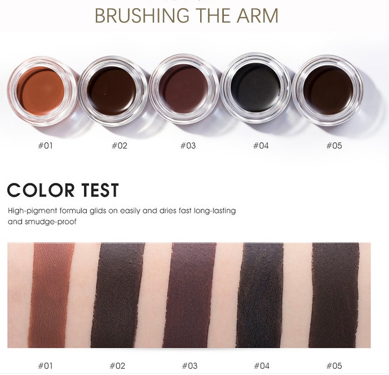 [Hàng mới về] Kem kẻ mày 5 màu lựa chọn tự nhiên kháng nước lâu trôi nhanh khô kèm cọ tiện lợi