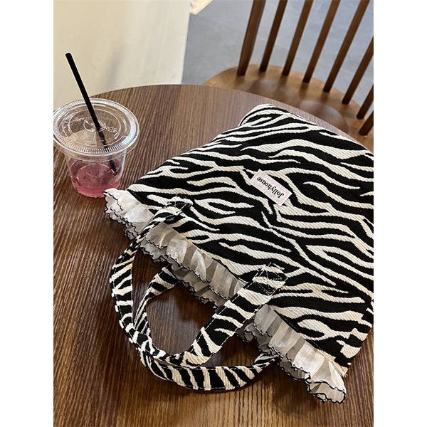 Jiashucheng Túi Xách Vải Canvas Cỡ Lớn Phối Ren Thời Trang Xuân Hè