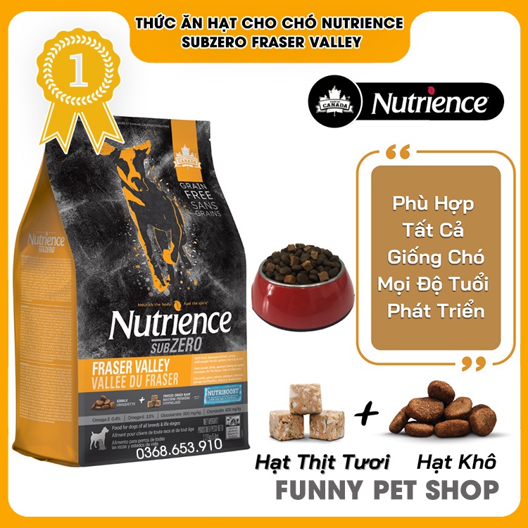 Thức Ăn Hạt Cho Chó Cao Cấp Nutrience Subzero Fraser Valley (Hạt Khô & Hạt Thịt) Thịt Gà, 3 Loại Cá Biển, Rau Củ Quả