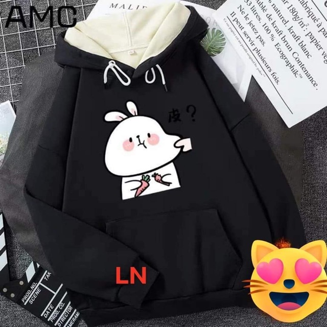 Áo hoodie thỏ trắng bẹo má 5D DA | BigBuy360 - bigbuy360.vn
