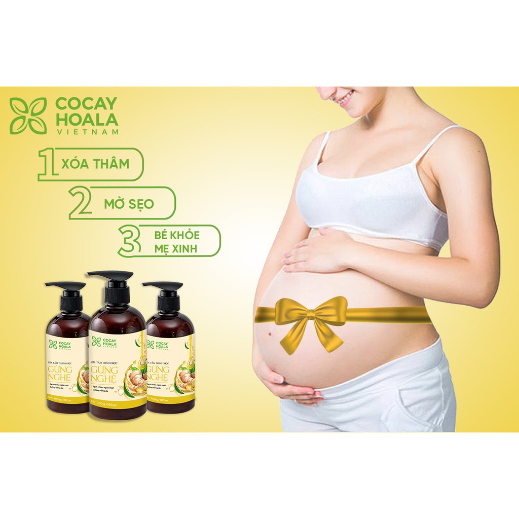 [Mẹ&Bé] Sữa Tắm Thảo Dược Gừng Nghệ COCAYHOALA với 9 loại thảo dược lành tính, an toàn cho bà bầu, mẹ sau sinh & trẻ nhỏ