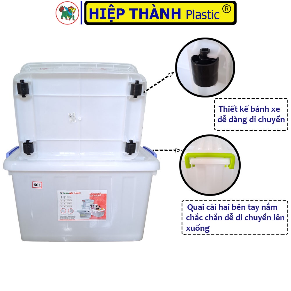 Thùng Đựng Đồ Đa Năng Nhựa Hiệp Thành Nhiều Kích Thước - Thể Tích: 30L, 60L, 90L, 120L, 140L