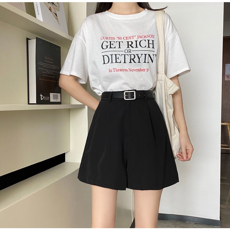 Quần Đùi Lưng Cao Thời Trang Hàn Quốc 185257 Quần Short Ống Rộng Thời Trang Mùa Hè Năng Động