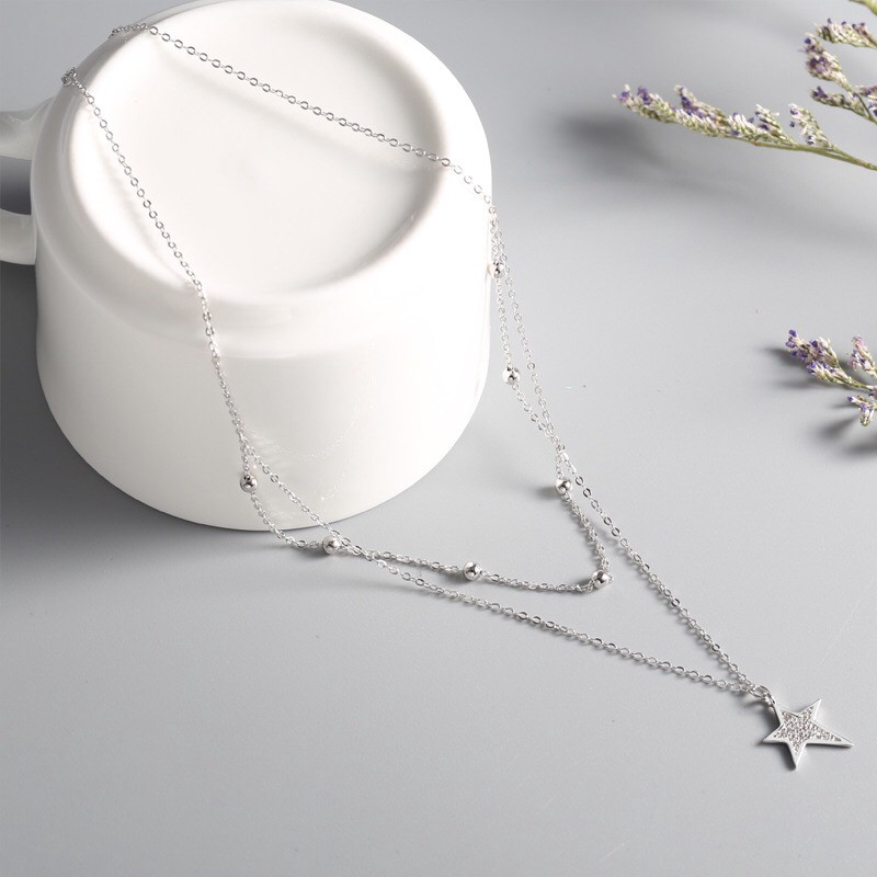 Dây Chuyền MG STUDIO Thiết Kế Hai Lớp Mặt Hình Ngôi Sao Bằng Bạc Sterling 925 | BigBuy360 - bigbuy360.vn