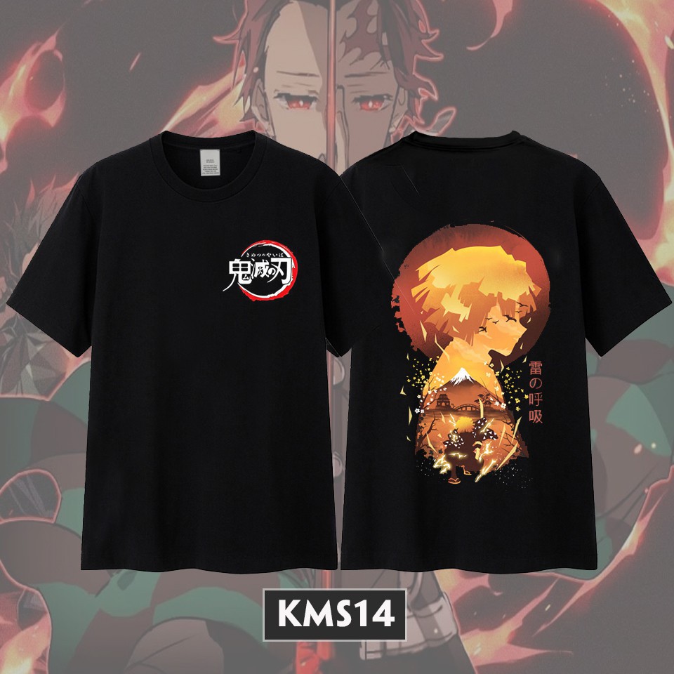 Bộ sưu tập áo thun Kimetsu no Yaiba màu đen cotton 100% giá rẻ