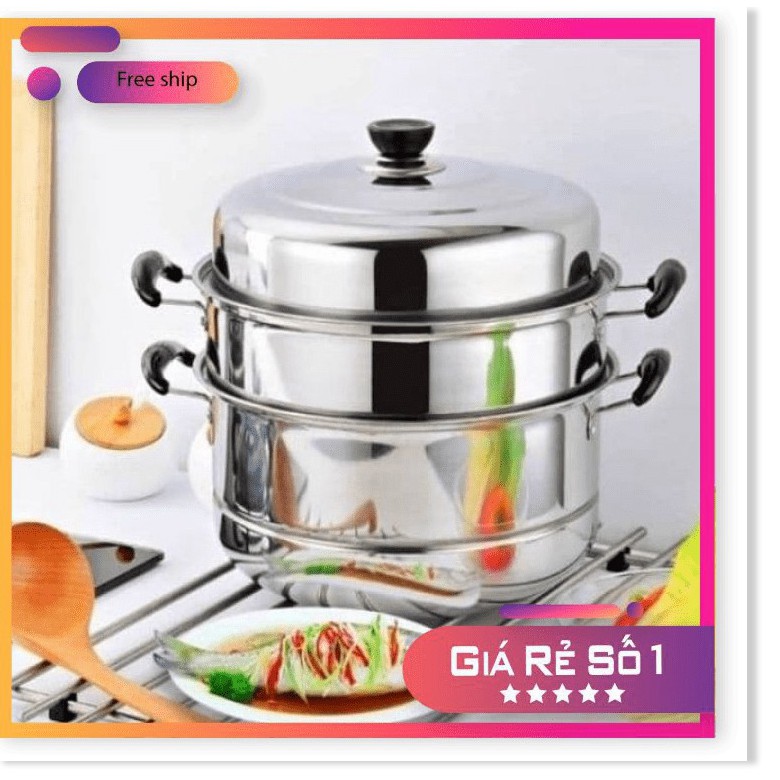 Nồi hấp inox 3  tầng hiện đại kích thước lớn, có thể sử dụng trên mọi loại bếp . [HÀNG LOẠI 1]