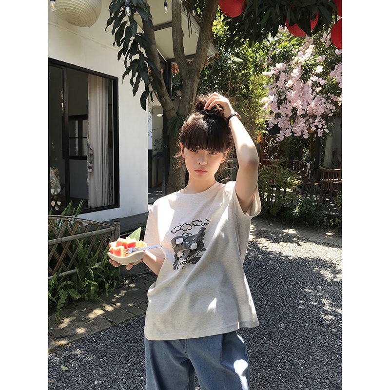 Áo Thun Cotton Oatmeal Nhật Bản Tay Ngắn Mùa Hè 2022 Phong Cách Mới Cho Nữ
