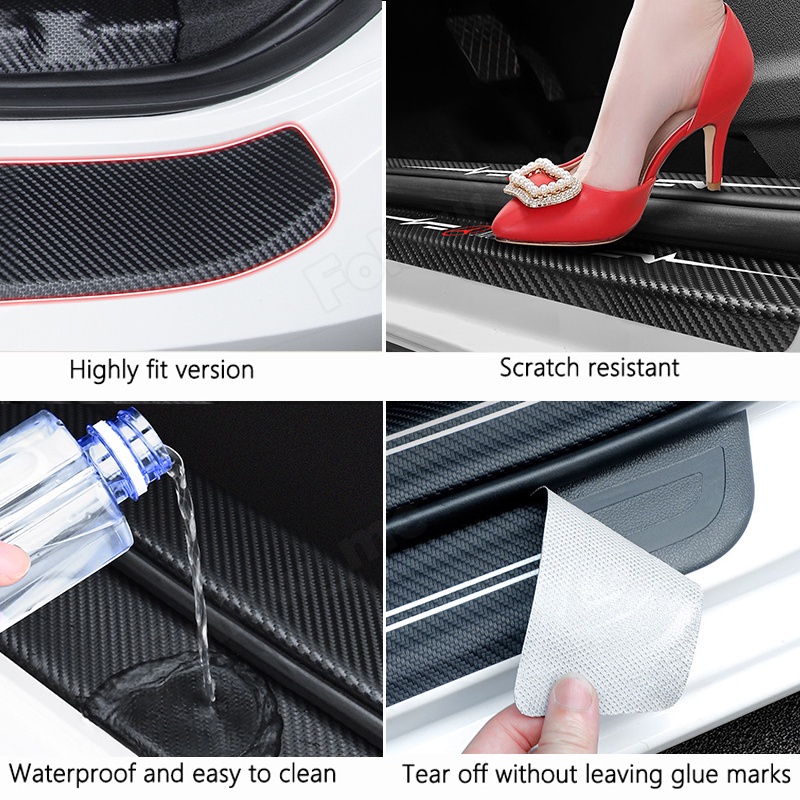 Bộ 4 Miếng Dán Sợi Carbon Bảo Vệ Chống Trầy Xước/Chống Thấm Nước Cho Xe Hơi