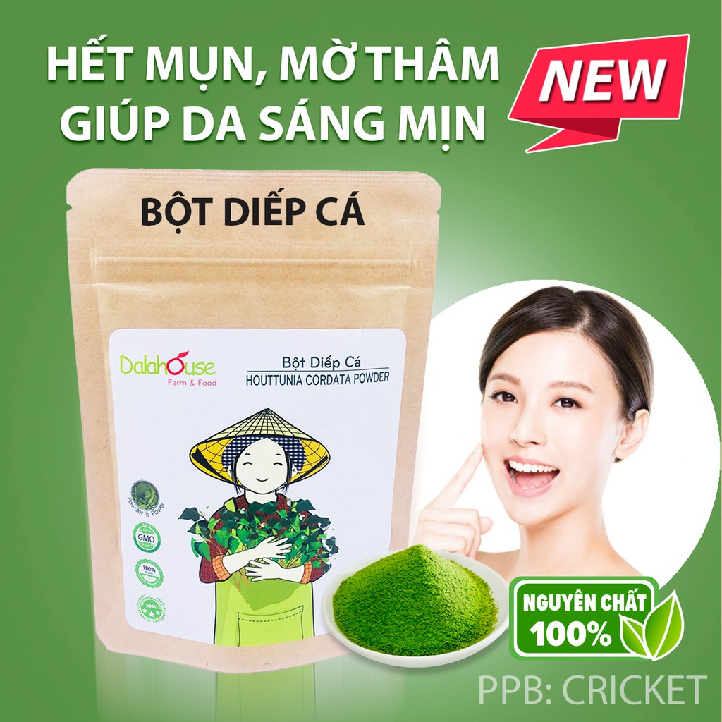 Bột diếp cá nguyên chất sấy lạnh Dalahouse (50g & 60g) detox thải độc, da sạch lán mịn