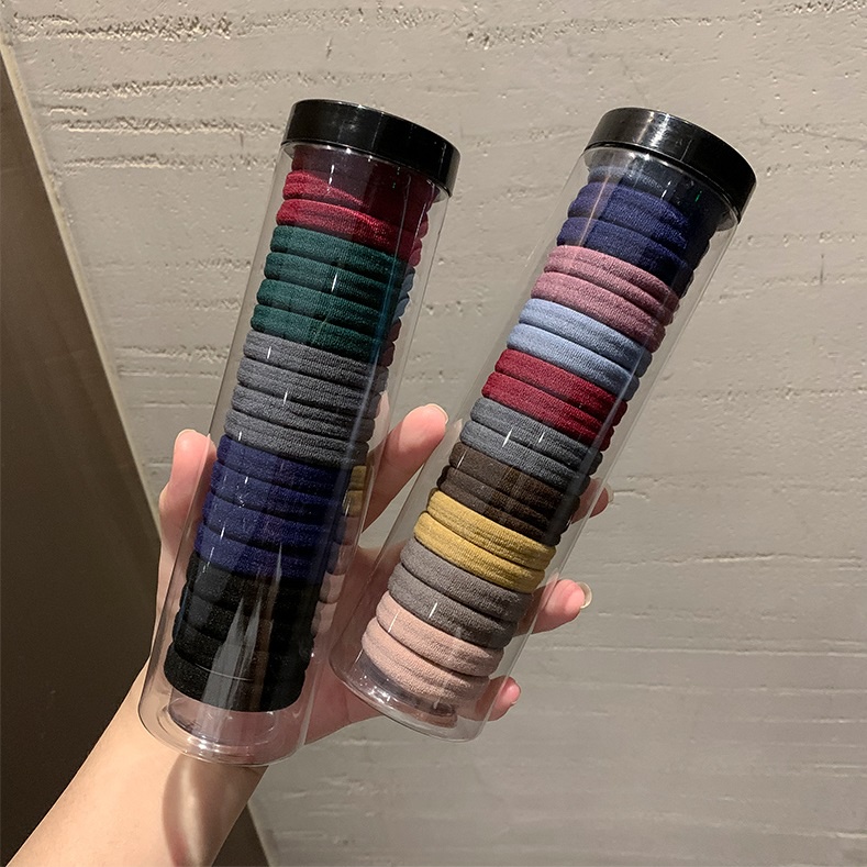 Combo 20 chun buộc tóc vải - dây cột tóc nhiều màu tặng kèm ống đựng để bảo quản (BTV20)