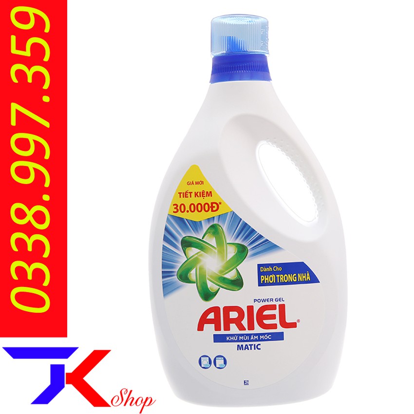 Nước giặt Ariel Matic khử mùi ẩm mốc chai 2.4kg