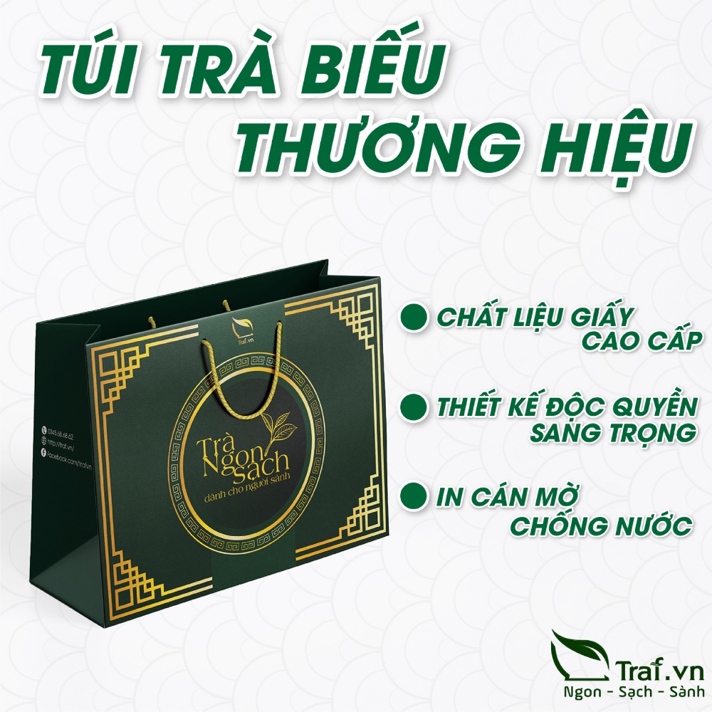 Túi đựng trà Thái Nguyên làm quà biếu tặng, chất liệu giấy cao cấp , thích hợp đựng từ 500gram đến 1kg trà