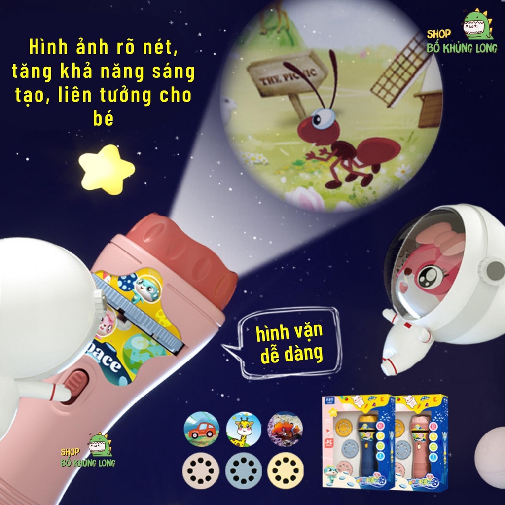 [MẪU MỚI] Đèn Pin Chiếu Hình Cho Bé nhiều Chủ Đề Đèn Pin Đồ Chơi Thông Minh Phát Triển Trí Tuệ Học Tập - BỐ KHỦNG LONG