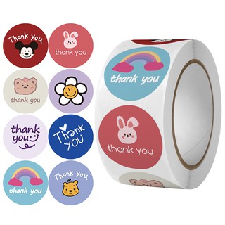 Cuộn 500 miếng sticker Dán nhãn Cảm ơn Sticker Thanh you xinh xắn STICK002