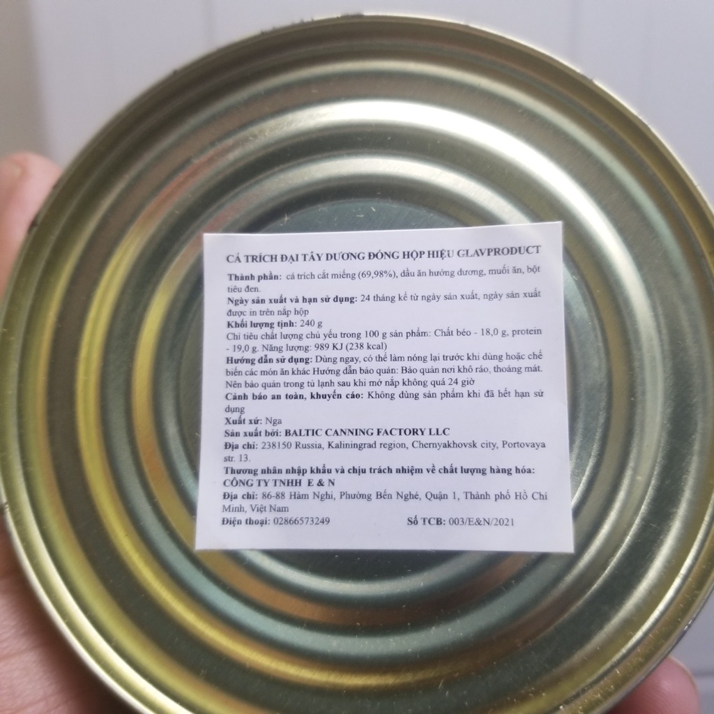 Cá trích đại tây dương đóng hộp Glavproduct 240g Nhập Khẩu Nga