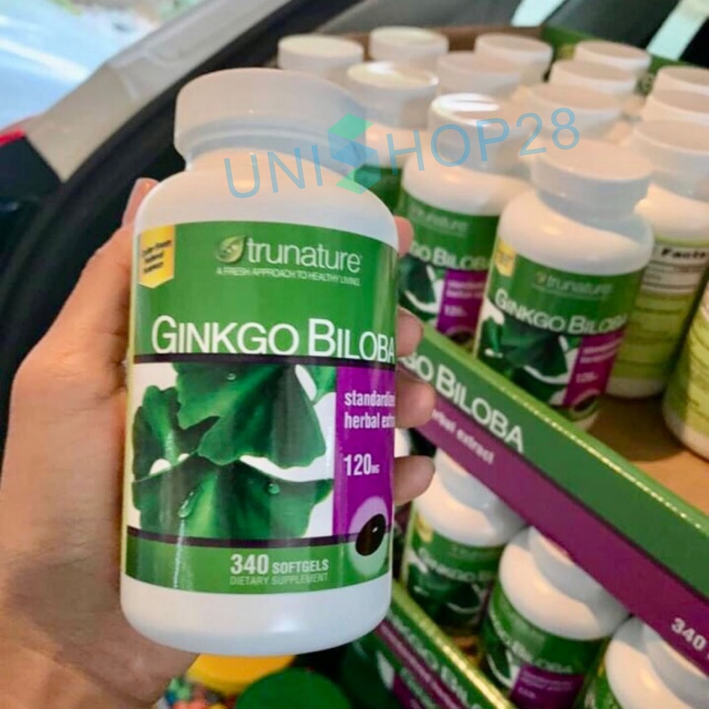 Viên Uống Bổ Não Trunature Ginkgo Biloba 120mg Tăng cường tuần hoàn Não, TPCN Mỹ  Unishop28