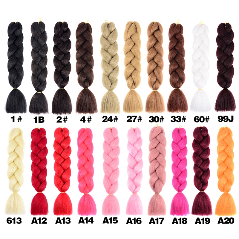 Chùm Tóc Tết Giả Màu Ombre Xanh Dương/ Hồng Dễ Sử Dụng Để Nối Tóc 100G 24"