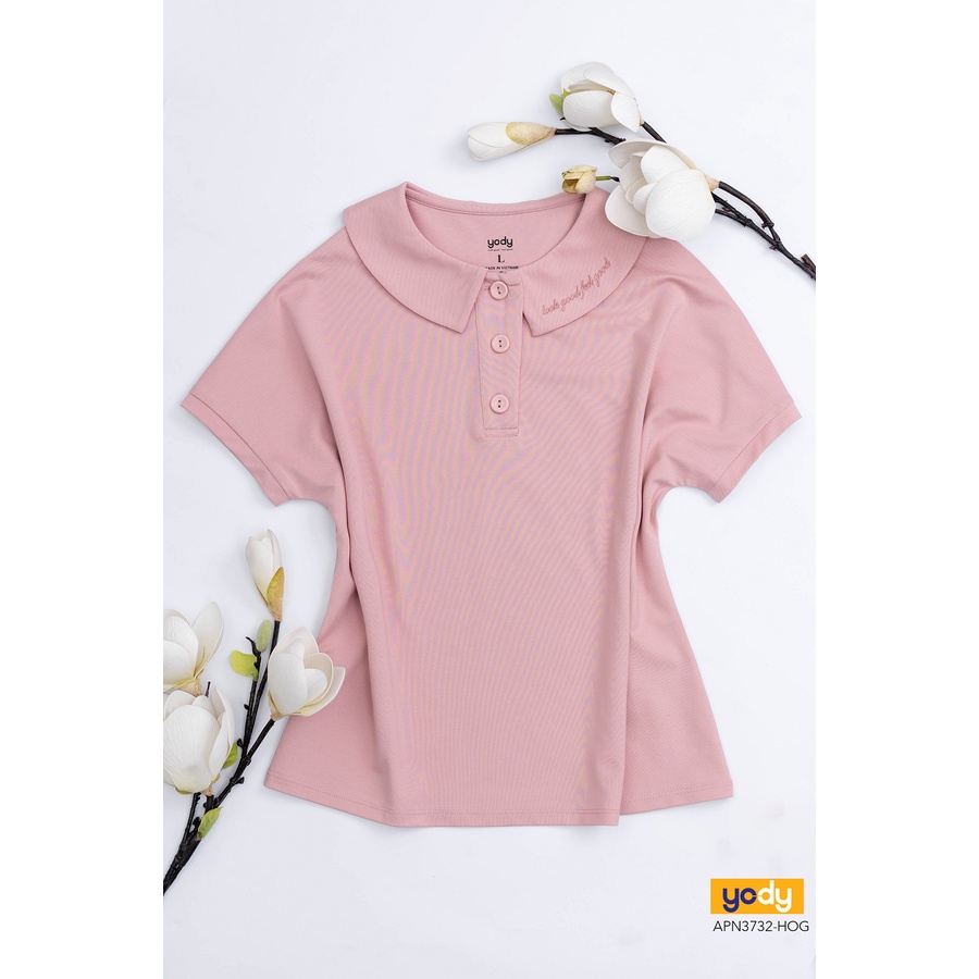 Áo Polo Mắt Chim Cổ Sen YODY Thêu Cổ Tối Giản, Nữ Tính  APN3732