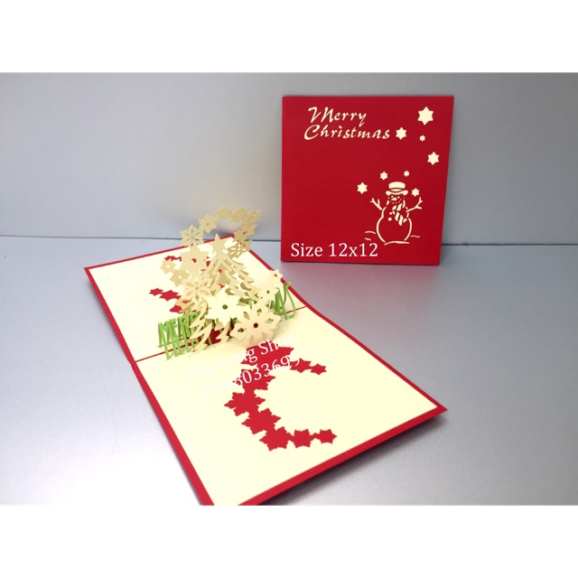 Cây thông 12 (  lót trắng ) - Noel - Thiệp 3D