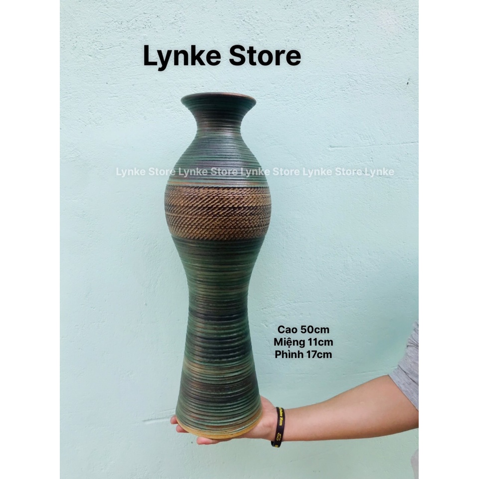 Bình Hoa Cao 50cm Gốm Mộc Lọ Hoa Cắm Đào Tuyết Mai Đẹp Gốm Sứ Bát Tràng - Lynke Store
