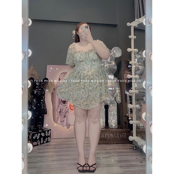 Đầm hoa voan xanh  - MÚP BIGSIZE 60-100KG