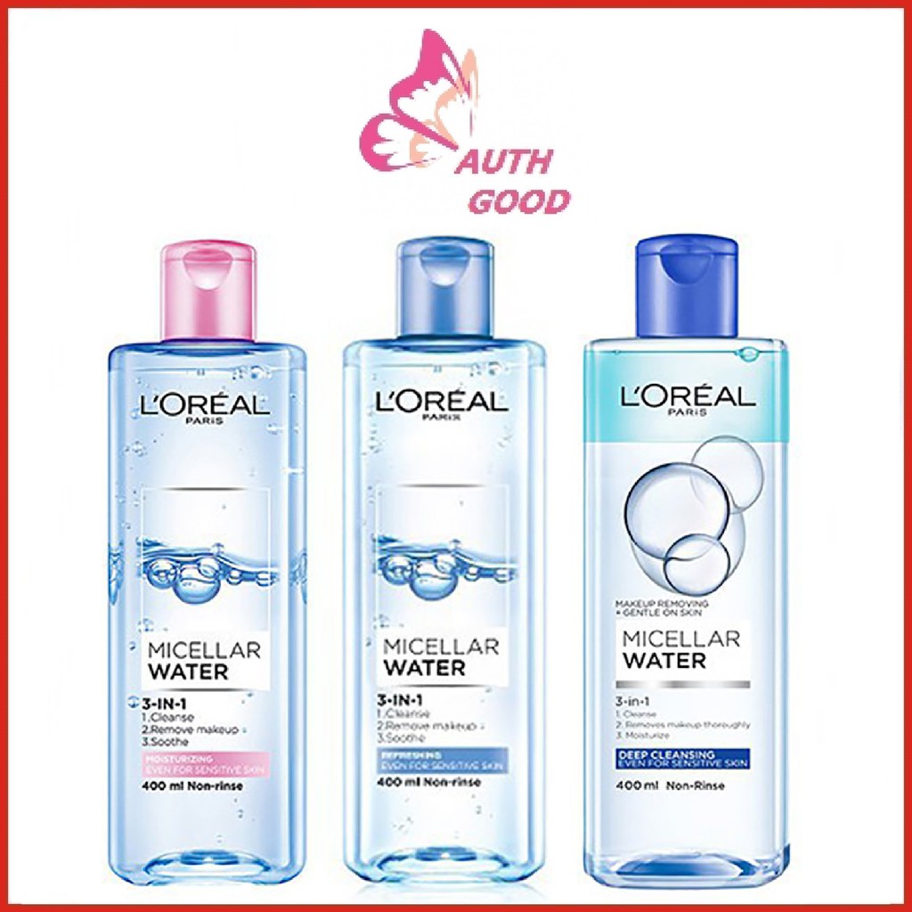 Nước Tẩy Trang ✅FREESHIP✅ Tẩy Trang Loreal - L'Oreal Paris 3-in-1 Micellar Water không cồn 400ml