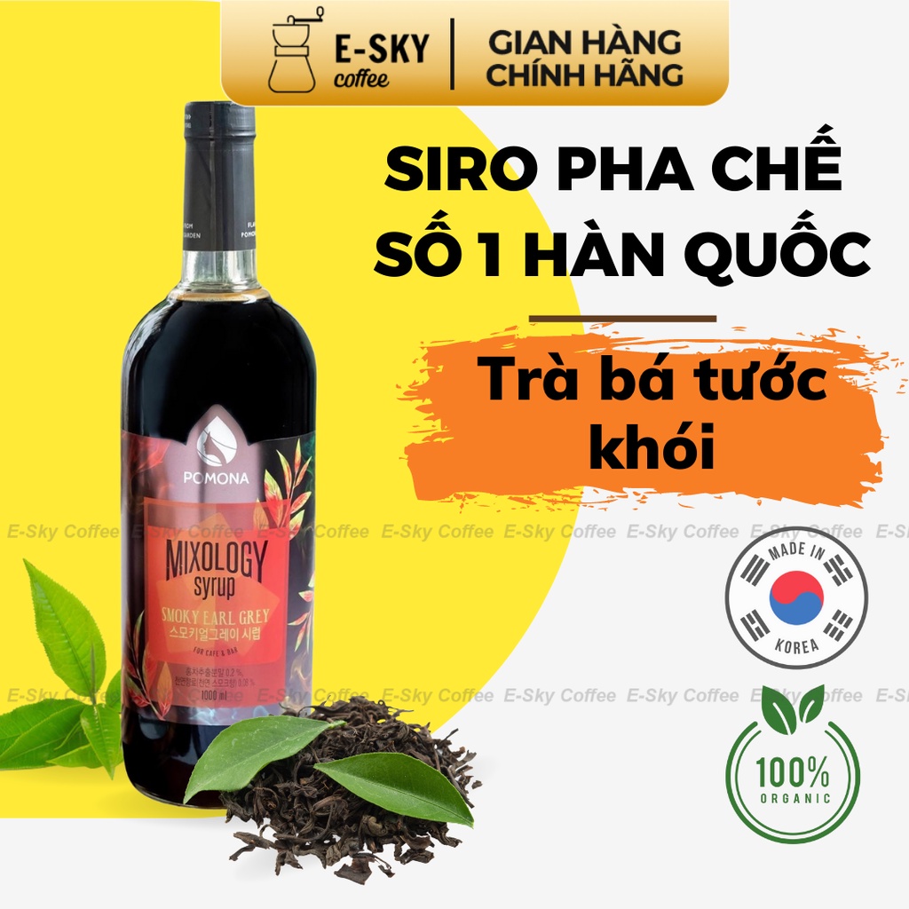 Siro Trà Bá Tước Khói Pomona Smoky Earl Grey Syrup Nguyên Liệu Pha Chế Hàn Quốc Chai Thủy Tinh 1 Lít