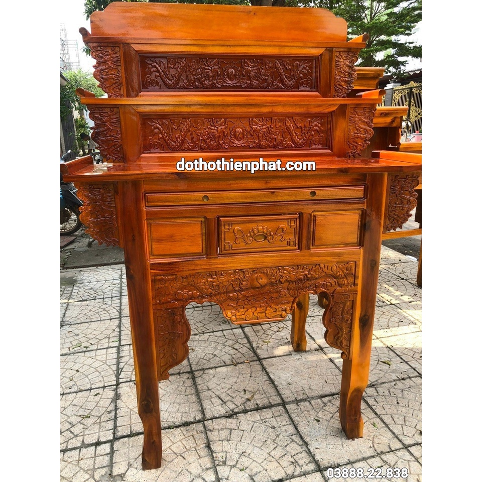 Bàn thờ gia tiên 127x133 gỗ tràm hàng xịn 9  tầng mẫu mới rất đẹp
