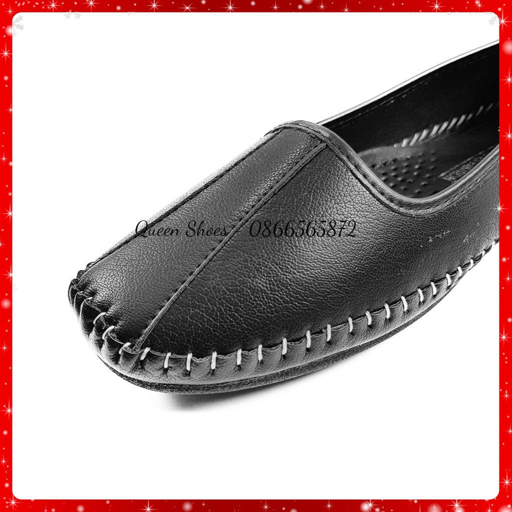 Giày lười slip on nữ, giày bệt nữ da lỳ cao cấp đế cao su đúc cực êm chân