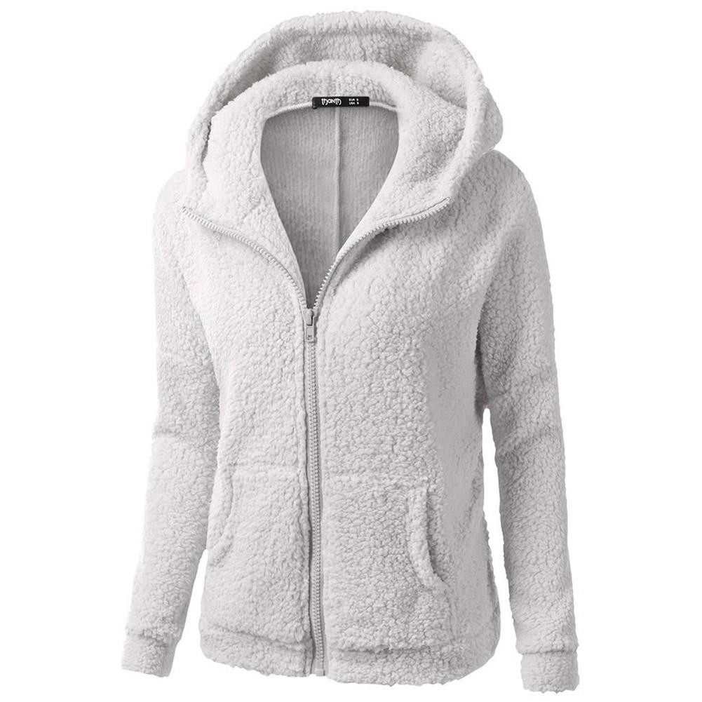 Áo hoodie dáng rộng có khóa kéo màu trơn thời trang cho nữ