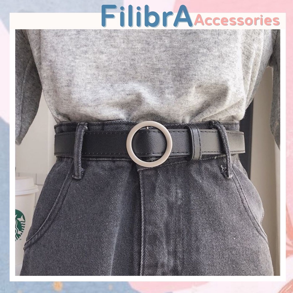 Thắt lưng nữ mặt tròn không lỗ phong cách Ulzzangs, phụ kiện thời trang dây nịt TL002 - Filibra