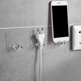Móc giá đỡ giữ phích cắm điện treo tường trong suốt thiết kế tiện lợi dễ dùng