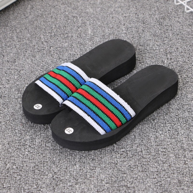 👣Dép Nữ Quai Ngang Sọc Màu Đế Xốp Cao 3 Phân Size 36-40 - Hàng Nhập Quảng Châu - Lucky Girl shop
