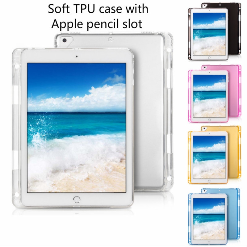 Ốp máy tính bảng TPU có ngăn đựng bút cảm ứng cho IPAD 10.2 AIR 3 MINI 1 2 3 4 5 PRO 9.7 10.5 11 12.9 2019