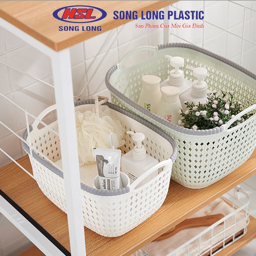 Giỏ nhựa đựng đồ song long 2781 hình chữ nhật 2 quai cầm ( giao ngẫu nhiên)