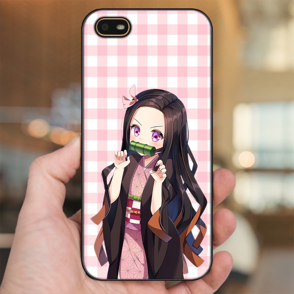 Ốp lưng Oppo A1K viền đen in hình Nezuko Kimetsu no Yaiba