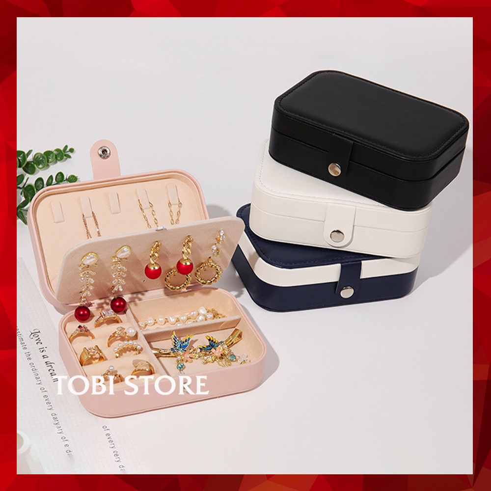 Hộp đựng bảo quản trang sức 16cm đa năng chất liệu da PU màu sắc dễ thương