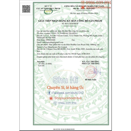 (Mẫu mới) Sữa ong chúa Healthy Care Royal Jelly 1000mg lọ 365v - Hàng Úc đi air, đủ tem bill Chemist | Thế Giới Skin Care